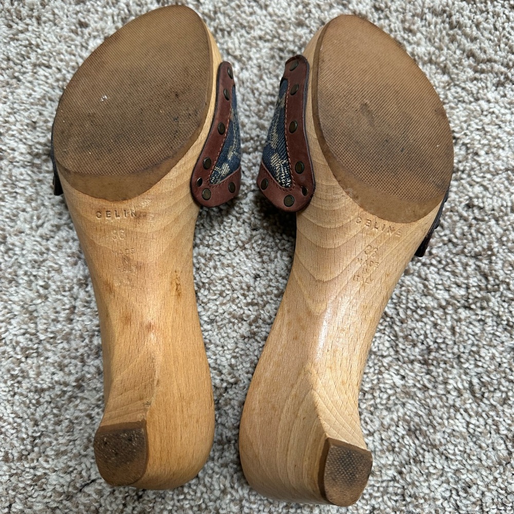 Celine Brown and Blue Heeled Sandals - Picture 4 of 4